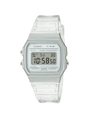 Casio Quartz Watch with Resin Strap, Clear, 20 (Model: F-91WS-7CF)